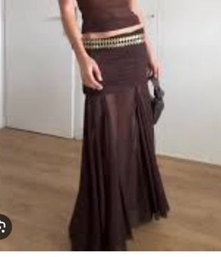 Falda midi Zara marrón