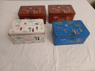 Lote 4 Cajas vintage Metálicas Decoradas
