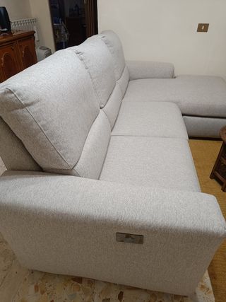 Divano angolare in tessuto beige/grigio