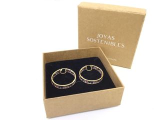 argollas oro 18k con piedra con circonita