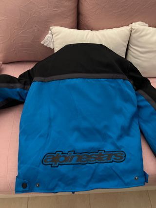 Chaqueta de moto azul y negra Mujer