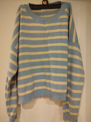 Jersey Stradivarius rayas azul y blanco  Talla M