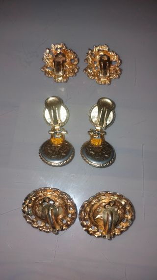 Lote de pendientes retro vintage dorados