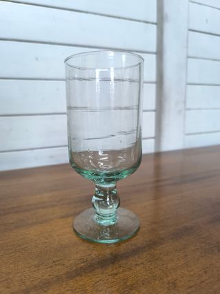 Juego 6 copas de cristal verde. 