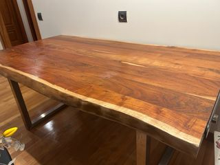 Mesa comedor madera maciza patas aluminio 74x90
