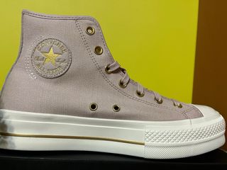 Zapatillas Converse plataforma altas rosa y oro