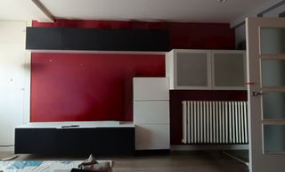 Mueble de salón modular negro y blanco