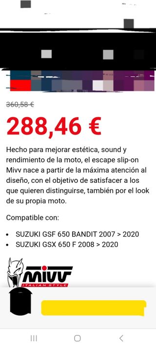 Tubo de escape Mivv Suzuki GSX650F / GSF650
