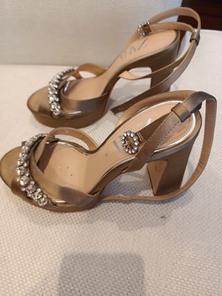Sandalias Zara Pedrería T37 Plataforma