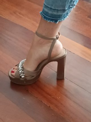 Sandalias Zara Pedrería T37 Plataforma
