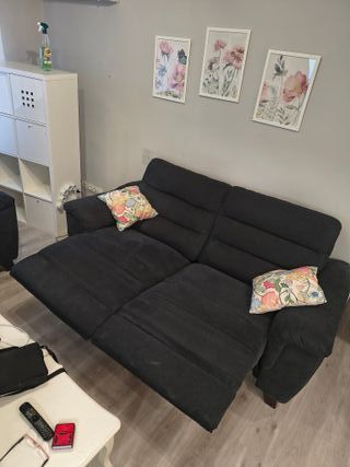 Conjunto Sofás Eléctricos Tela Negro