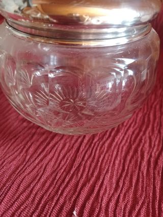 Juego tocador cristal y plata