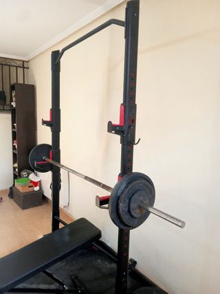 Barra de pesas Decathlon 155cm + discos hasta 80kg