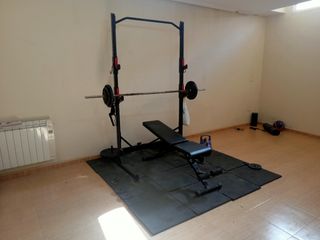 Barra de pesas Decathlon 155cm + discos hasta 80kg
