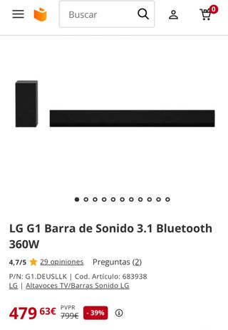 Barra de Sonido LG 360W 3.1 AI SoundPro PRECINTADA