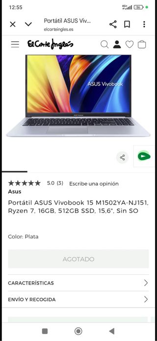 Portátil Asus Vivobook 15 Plata