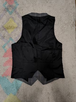 Chaleco de cuadros gris Zara