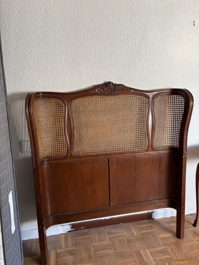 Cabecero Cama Vintage Ratán y Madera