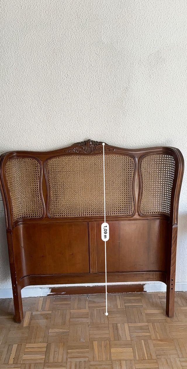 Cabecero Cama Vintage Ratán y Madera