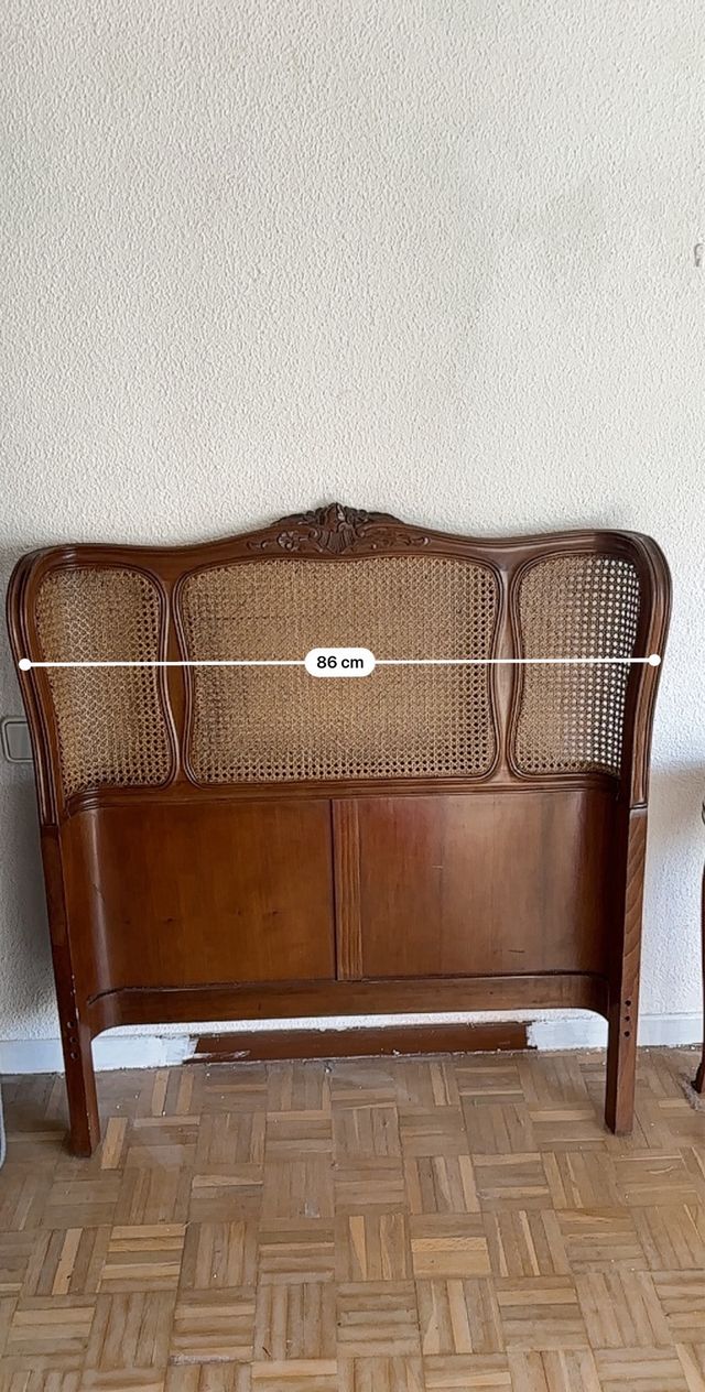 Cabecero Cama Vintage Ratán y Madera