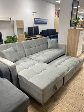 Sofá Cama Chaise Longue Gris