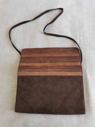 Pochette - clutch in pelle scamosciata marrone