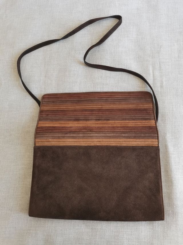 Pochette - clutch in pelle scamosciata marrone