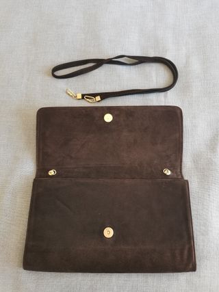 Pochette - clutch in pelle scamosciata marrone