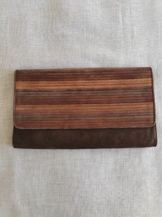 Pochette - clutch in pelle scamosciata marrone