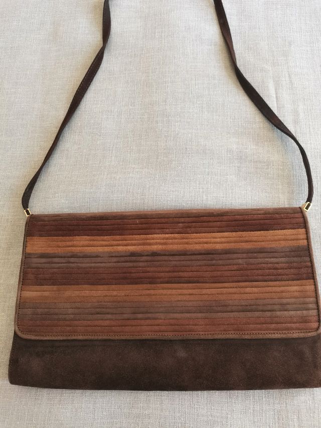 Pochette - clutch in pelle scamosciata marrone