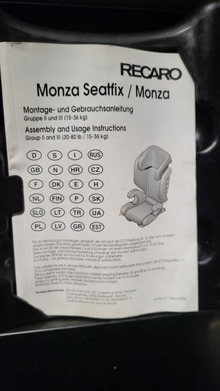 Silla RECARO Monza Seatfix Grupo II/III