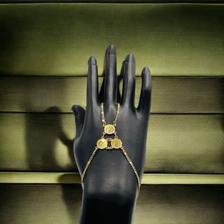 Pulsera manita 3 monedas de oro de 18k