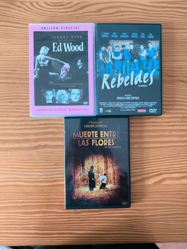 3 Películas DVD: Ed Wood, Rebeldes, Muerte Entre L