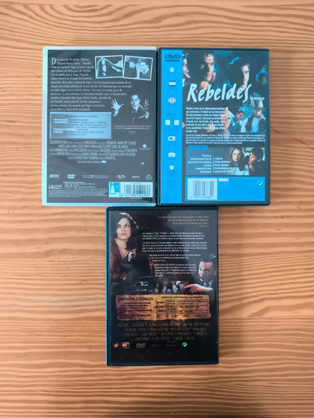 3 Películas DVD: Ed Wood, Rebeldes, Muerte Entre L