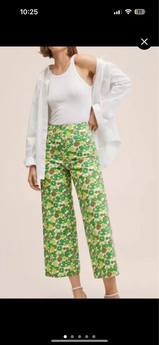 Pantalón Mango flores verde Talla L
