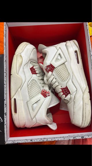 Air Jordan 4 Bianche e Rosse Tg 42