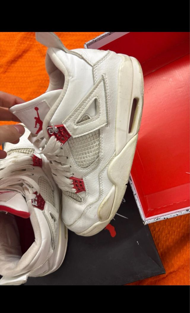 Air Jordan 4 Bianche e Rosse Tg 42