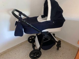Carrito de bebé 3 piezas azul y blanco