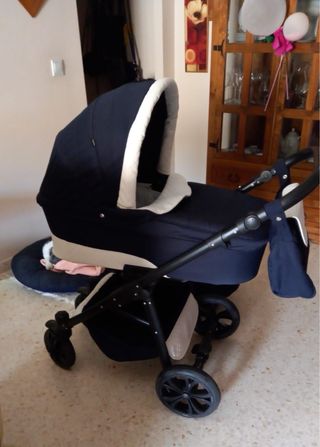 Carrito de bebé 3 piezas azul y blanco