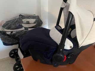 Carrito de bebé 3 piezas azul y blanco