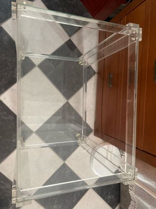Mesa camarera acrílico y cristal con ruedas
