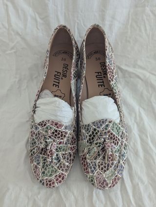 Mocasines tacón medio nuevos multicolor