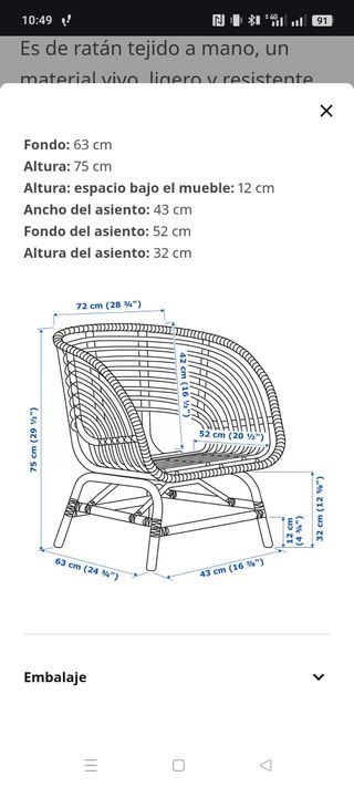 Sillón Ratán Ikea Beige