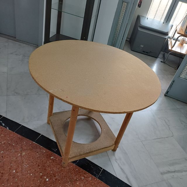 Mesa camilla redonda madera y corcho