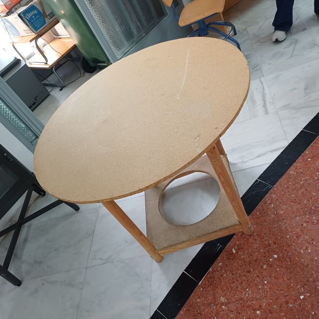 Mesa camilla redonda madera y corcho