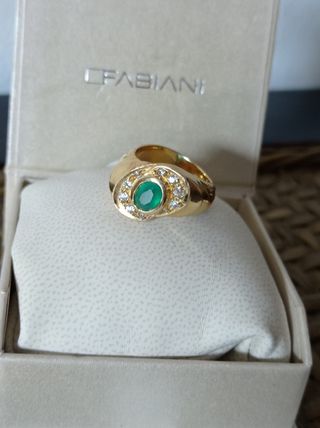 Antiguo anillo plata oro esmeralda
