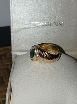 Antiguo anillo plata oro esmeralda