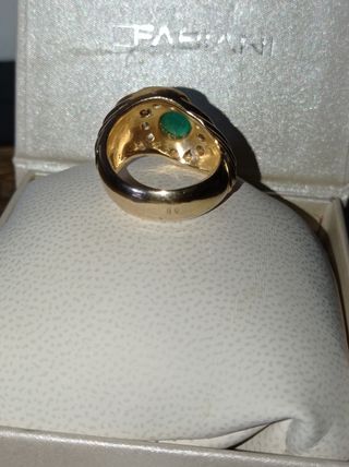 Antiguo anillo plata oro esmeralda