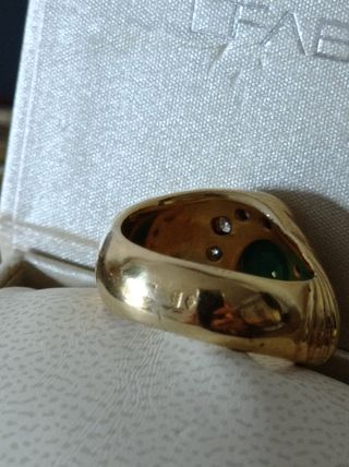 Antiguo anillo plata oro esmeralda