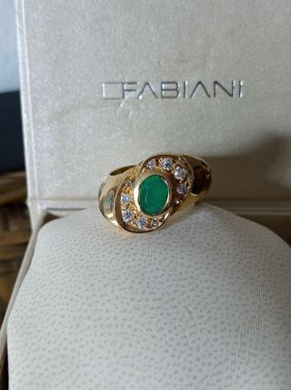 Antiguo anillo plata oro esmeralda